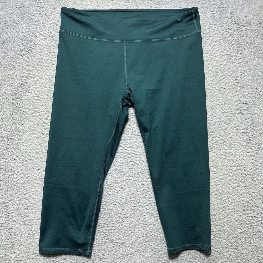 Fabletics Womens Crop Leggings Size XL Teal Stretch Athleisure Workout Pants